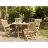 SALON DE JARDIN EN BOIS TECK 4/6 pers : Ensemble de jardin - 1 Table ronde à rabats papillon diam 120 cm et 4 chaises