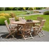 SALON DE JARDIN EN BOIS TECK 4/6 pers - Ensemble de jardin - 1 Table ovale extensible 120/180*90 cm et 6 chaises