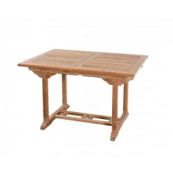 SALON DE JARDIN EN BOIS TECK 4/6 pers : Ensemble de jardin - 1 Table rectangulaire extensible 120/180*90 cm et 6 chaises