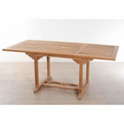SALON DE JARDIN EN BOIS TECK 4/6 pers : Ensemble de jardin - 1 Table rectangulaire extensible 120/180*90 cm et 6 chaises