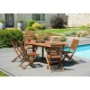 SALON DE JARDIN EN BOIS TECK HUILE 4/6 pers : Ensemble de jardin -1 Table ovale extensible 120*180/90 cm et 6 chaises