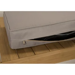 SALON DE JARDIN EN BOIS TECK : 1 Canapé 3 places, 2 fauteuils avec coussins waterproof et une table basse 110x60cm