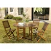 Salon de jardin HANNA en bois teck huilé 4/5 personnes - ensemble de jardin : 1 table ronde à rabats papillon et 4 chaises