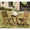 Salon de jardin HANNA en bois teck huilé 2 personnes - ensemble de jardin : 1 table carrée pliante 70 x 70 cm et 2 chaises