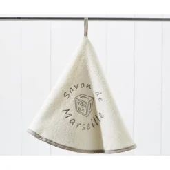 Serviette essuie mains ronde 70cm en coton MARSEILLE écru