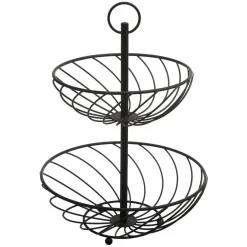 Serviteur à 2 Étages Torsade Noir