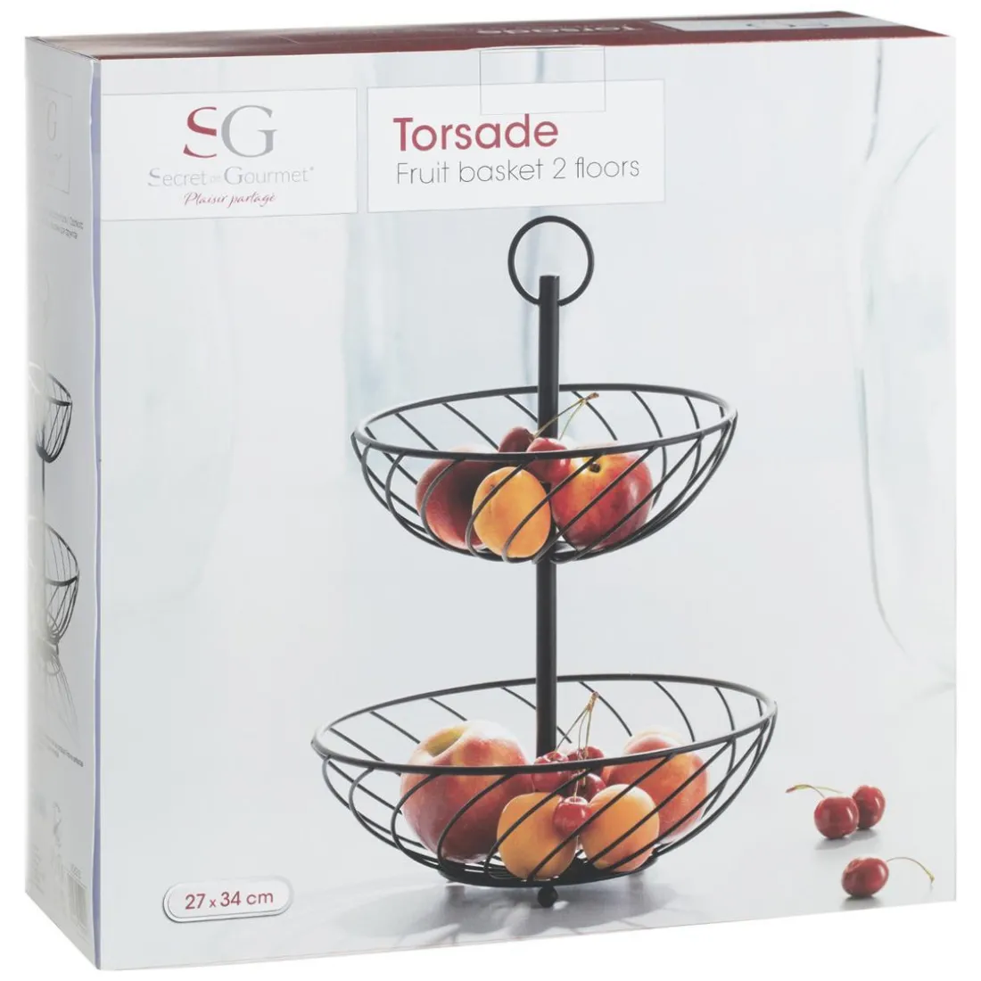 Serviteur à 2 Étages Torsade Noir