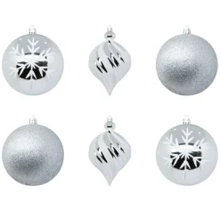 Set 6 boules Argent et blanc