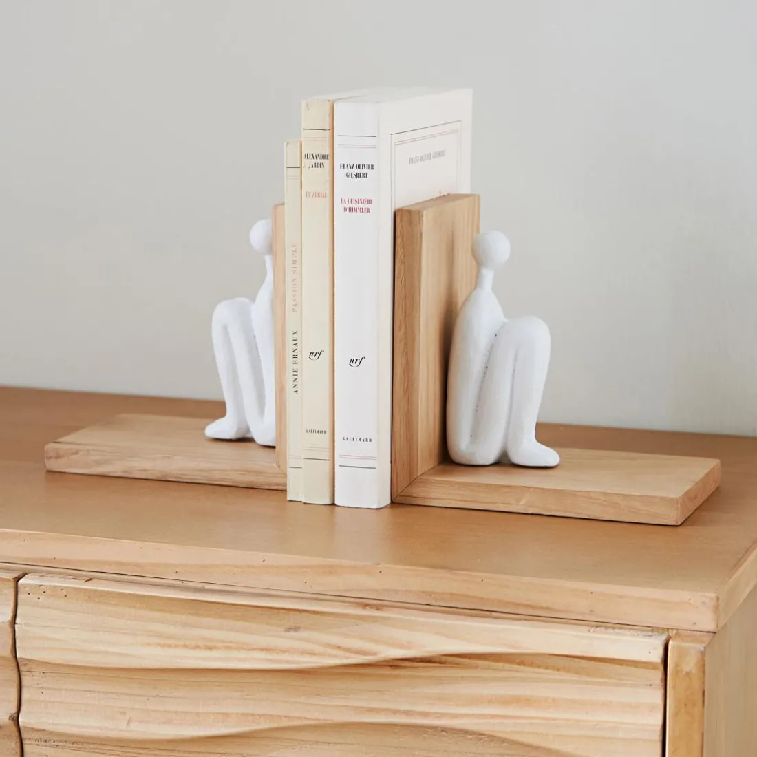 Set 2 serre livres bois et métal