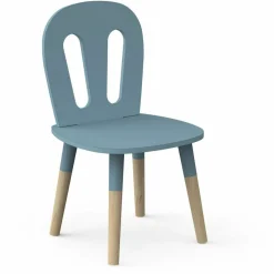 Set 1 Table et 2 chaises FIRMIANA bleu orage et pin naturel