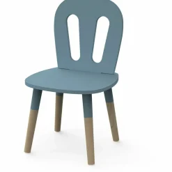 Set 1 Table et 2 chaises FIRMIANA bleu orage et pin naturel