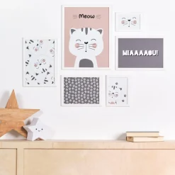 Set de 6 Cadres Blancs - Chat