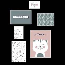 Set de 6 Cadres Blancs - Chat