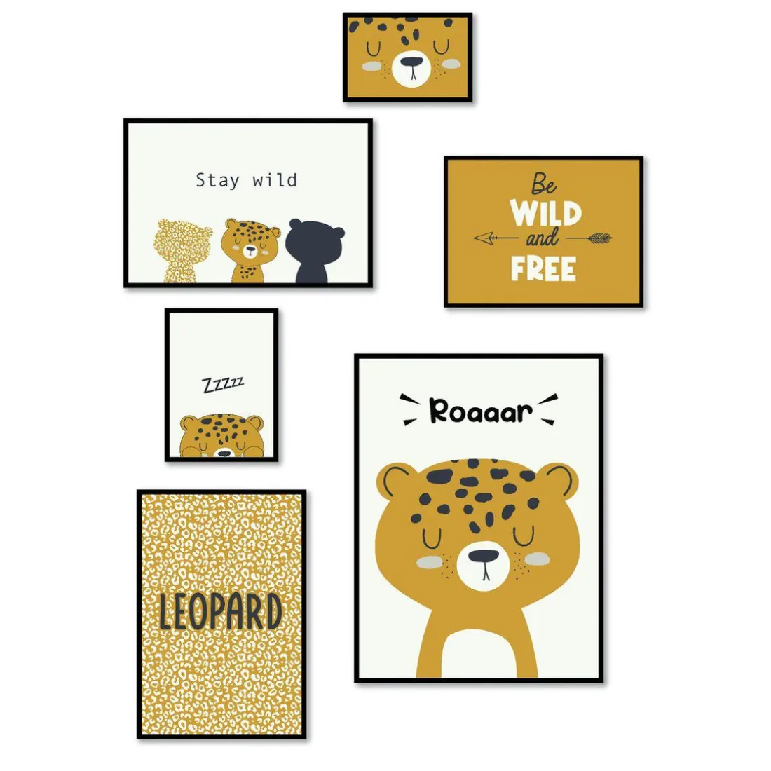 Set de 6 Cadres Noirs - Leopard