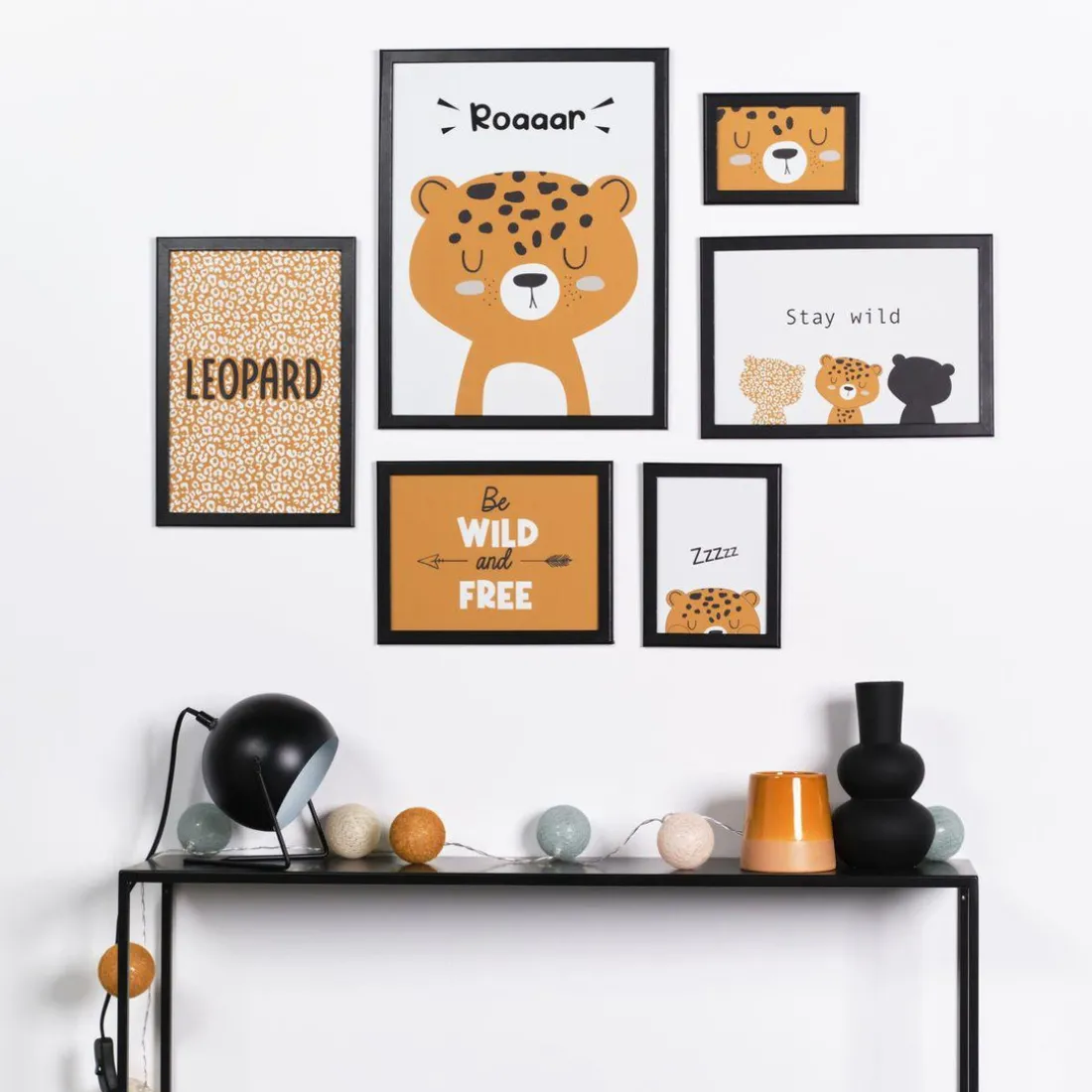 Set de 6 Cadres Noirs - Leopard