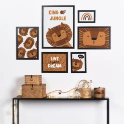 Set de 6 Cadres Noirs - Lion