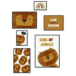 Set de 6 Cadres Noirs - Lion