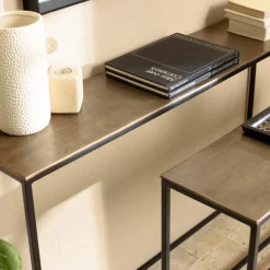 Set de 2 consoles gigognes aluminium doré et noir pieds métal JOHAN