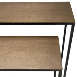 Set de 2 consoles gigognes aluminium doré et noir pieds métal JOHAN