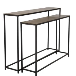 Set de 2 consoles gigognes aluminium doré et noir pieds métal JOHAN