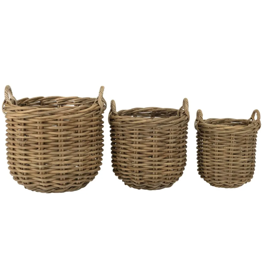 Set de 3 paniers de rangement ronds en rotin naturel KALLY