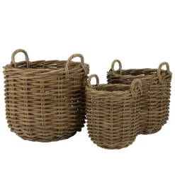 Set de 3 paniers de rangement ronds en rotin naturel KALLY