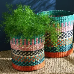 Set de 2 paniers rayés KOW multicolores