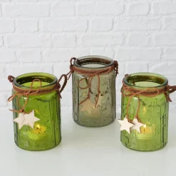 Set de 3 photophores en Verre MALINA Vert