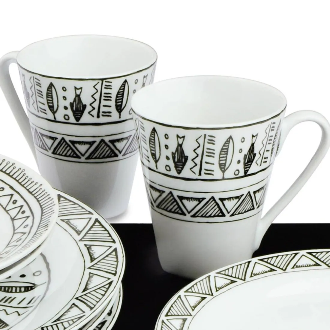 Set de 72 pièces Motif aztèque noir