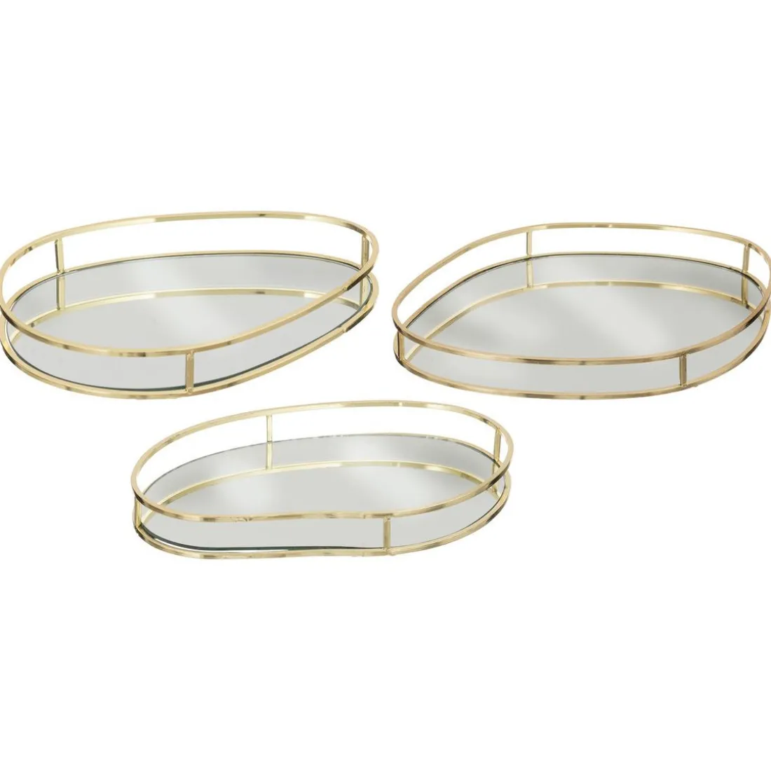 Set de 3 plateaux en métal doré