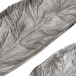 Set de 3 plateaux feuilles Nickel