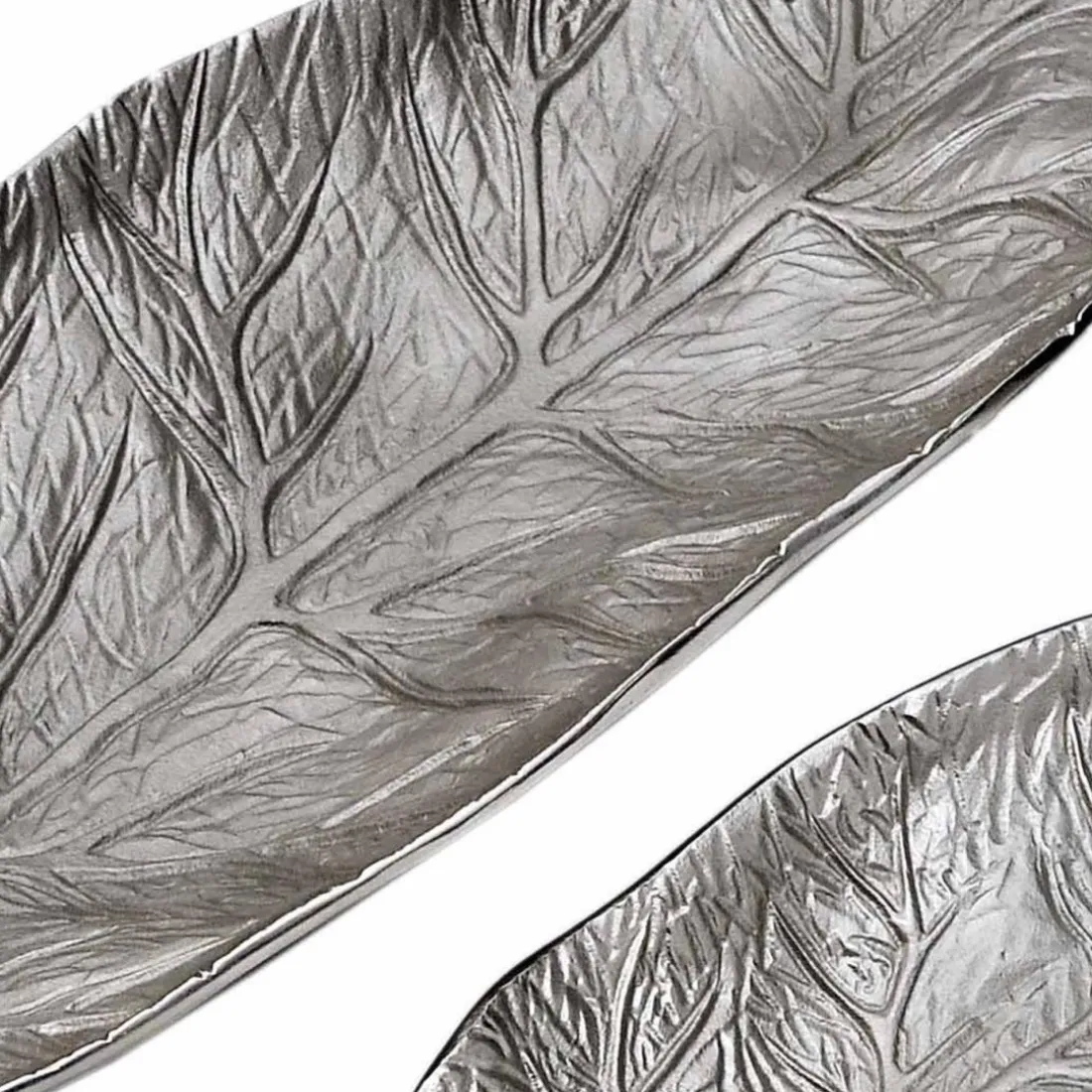 Set de 3 plateaux feuilles Nickel