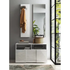 Set de Meuble d'entrée Damano 3 pieces Meuble a chaussure Miroir Porte manteau L91 cm