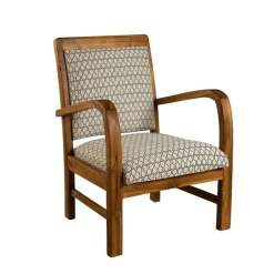 Sofa en teck et coton imprimé hexagones Scandi