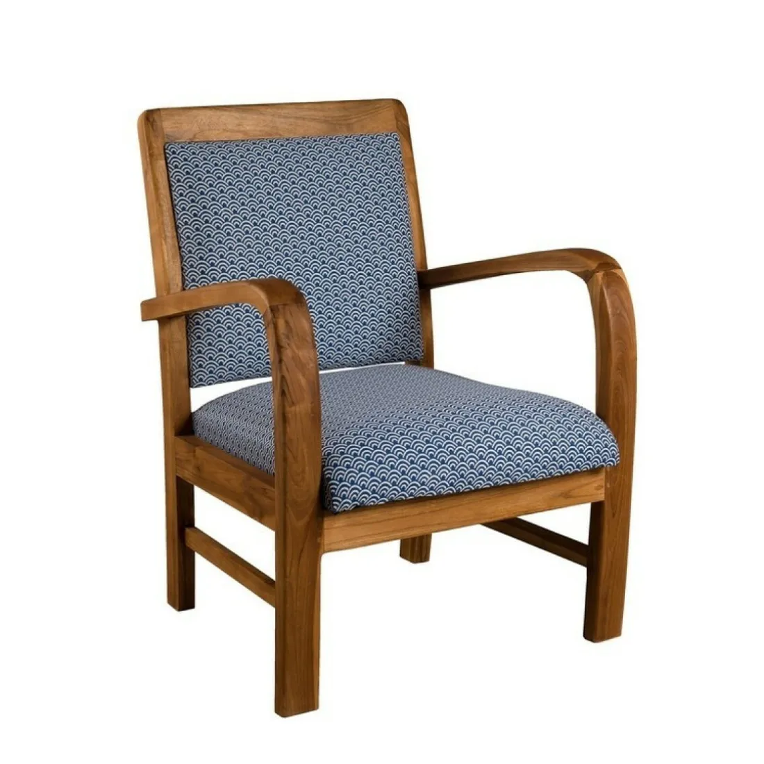 Sofa en teck et coton imprimé japonais Scandi - imprimé