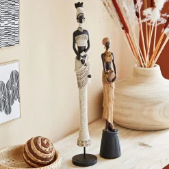 Statuette en Tenue Africaine en Résine FATOUMATA Beige