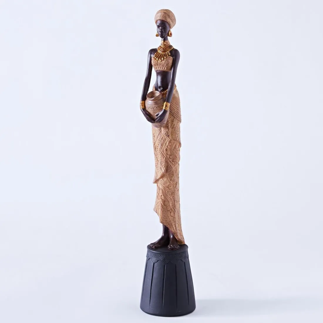 Statuette en Tenue Africaine en Résine FATOUMATA Beige
