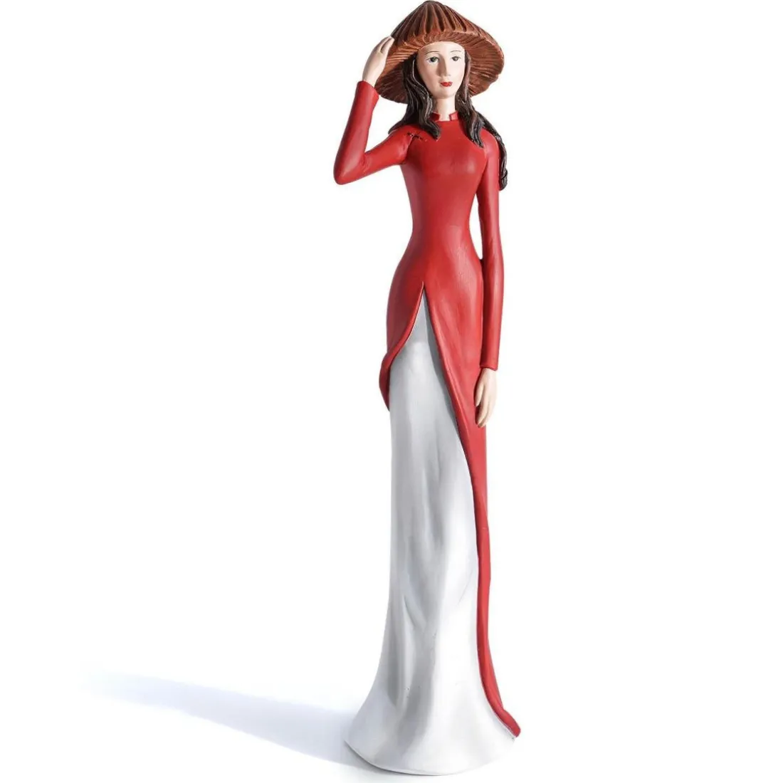 Statuette Femme d'Asie en Résine MAILY Rouge