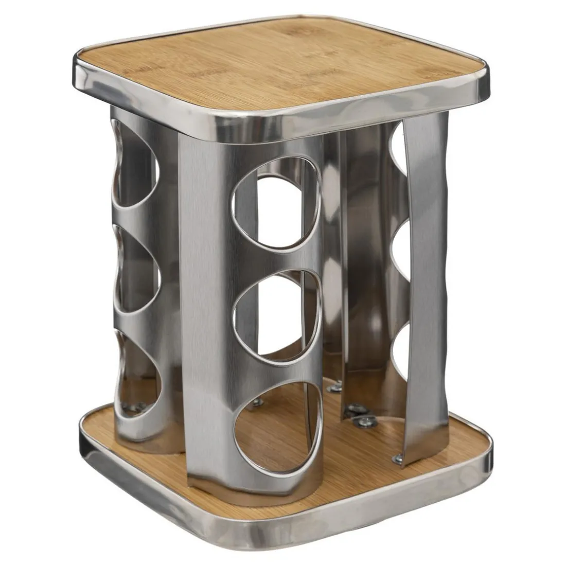 Support à épices x12 rotatif inox bambou