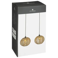 Suspension 2 lampes en métal et jonc de mer