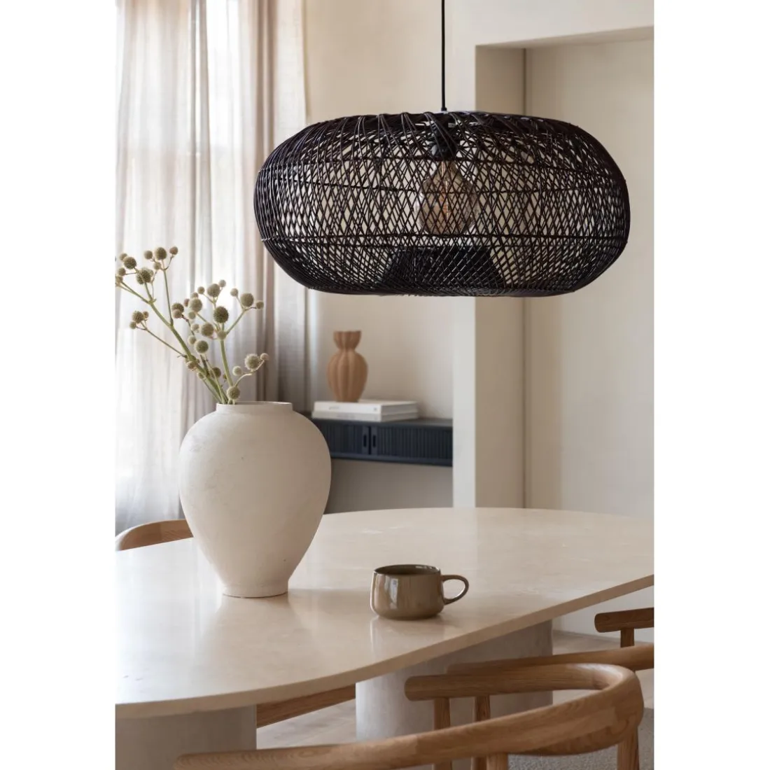 Suspension Arizona Rotin abat-jour bordeaux