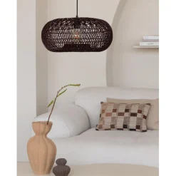 Suspension Arizona Rotin abat-jour bordeaux