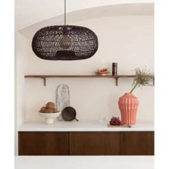 Suspension Arizona Rotin abat-jour bordeaux