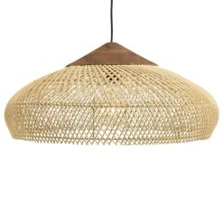 Suspension en rotin et teck recyclé SIXTINE couleur naturelle