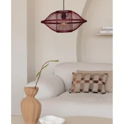 Suspension Maui bambou abat-jour bordeaux