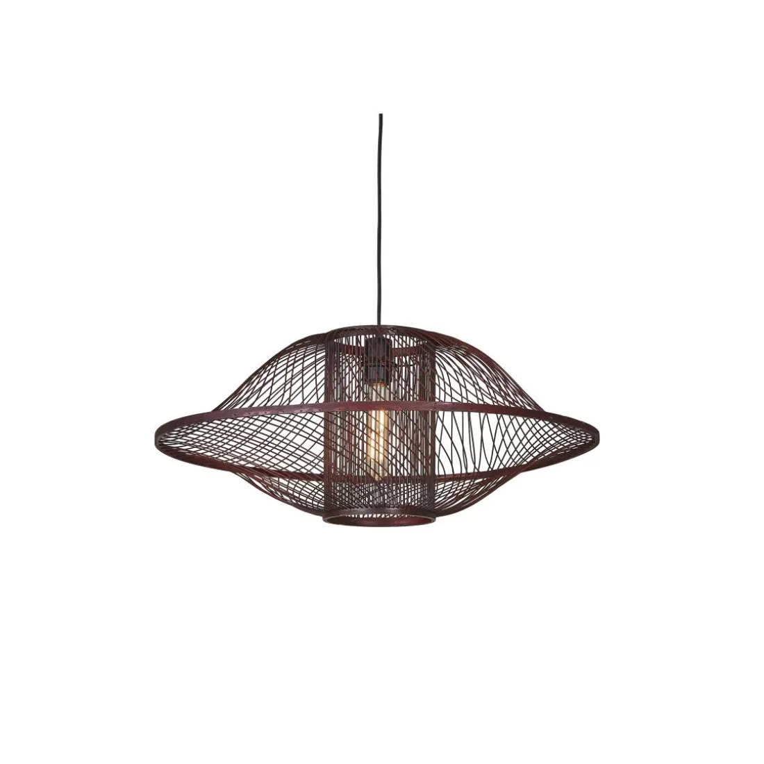 Suspension Maui bambou abat-jour bordeaux