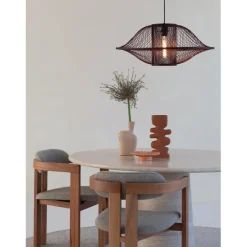 Suspension Maui bambou abat-jour bordeaux