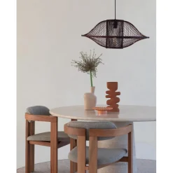 Suspension Maui bambou abat-jour bordeaux