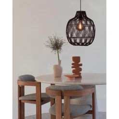 Suspension Mendoza bambou abat-jour bordeaux