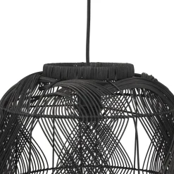 Suspension style lanterne 'PACITO' en rotin noir